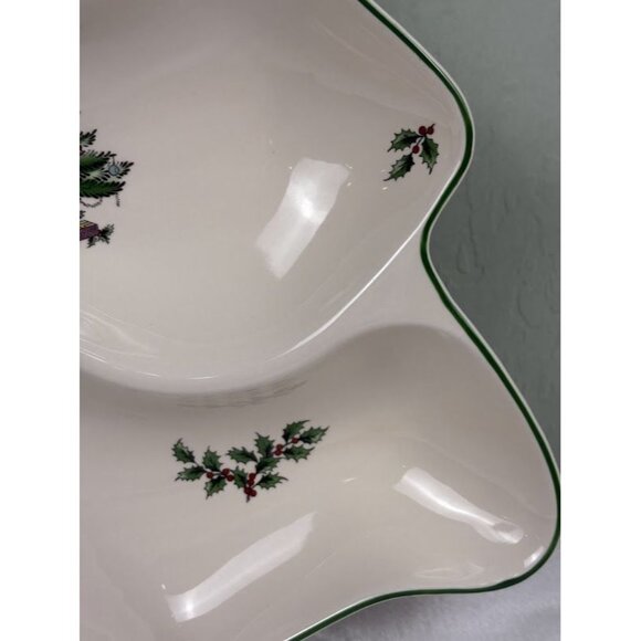 Spode Ceramic Christmas Tree 3 Section Serving Dish Holiday Tableware - Picture 10 of 11